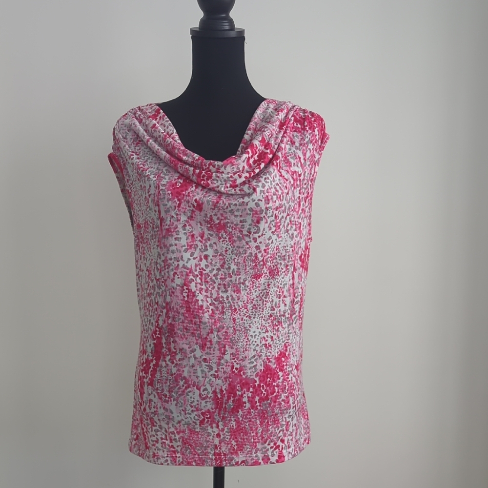 Anne Klein Pink & White Draped Cowl-Neck Camisole - Picture 6 of 6